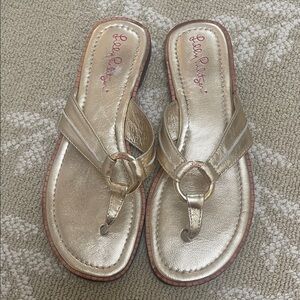 Lilly Pulitzer Gold Thong Sandals